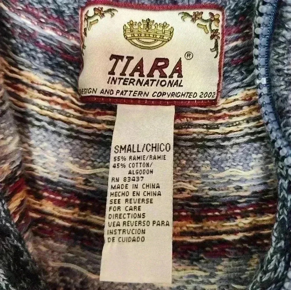 Vintage Tiara International Full Zip Up Cardigan Sweater Size Small Ramie Cotton - Picture 4 of 4